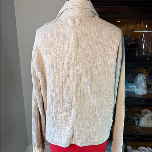 DownEast 100% Cotton Textured Beige Blazer Jacket Women’s Casual Lightweight L - Picture 3 of 7